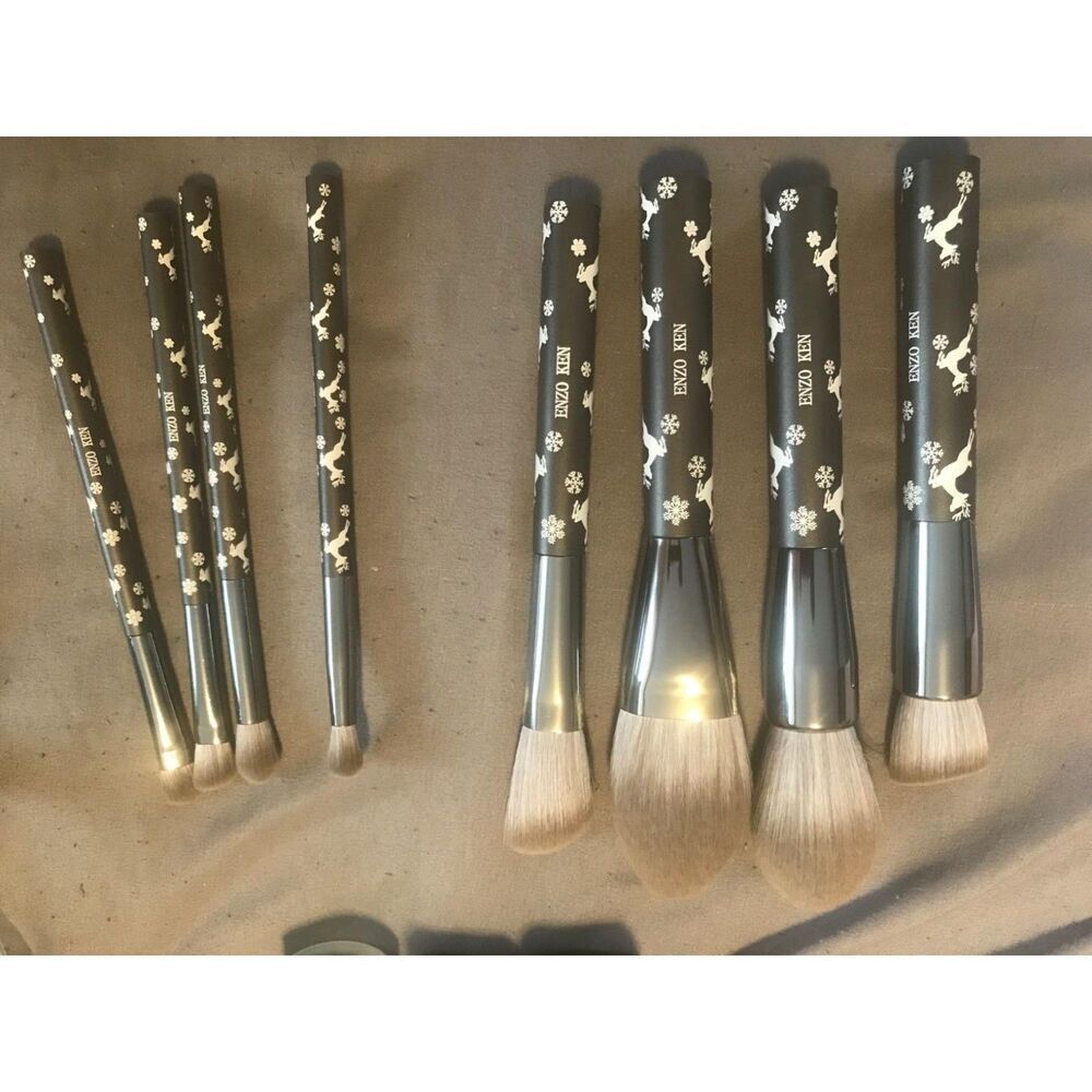 Luxury Enzo Ken 9pcs Professional Snowflake Cosmetic Makeup Brush Set With Case